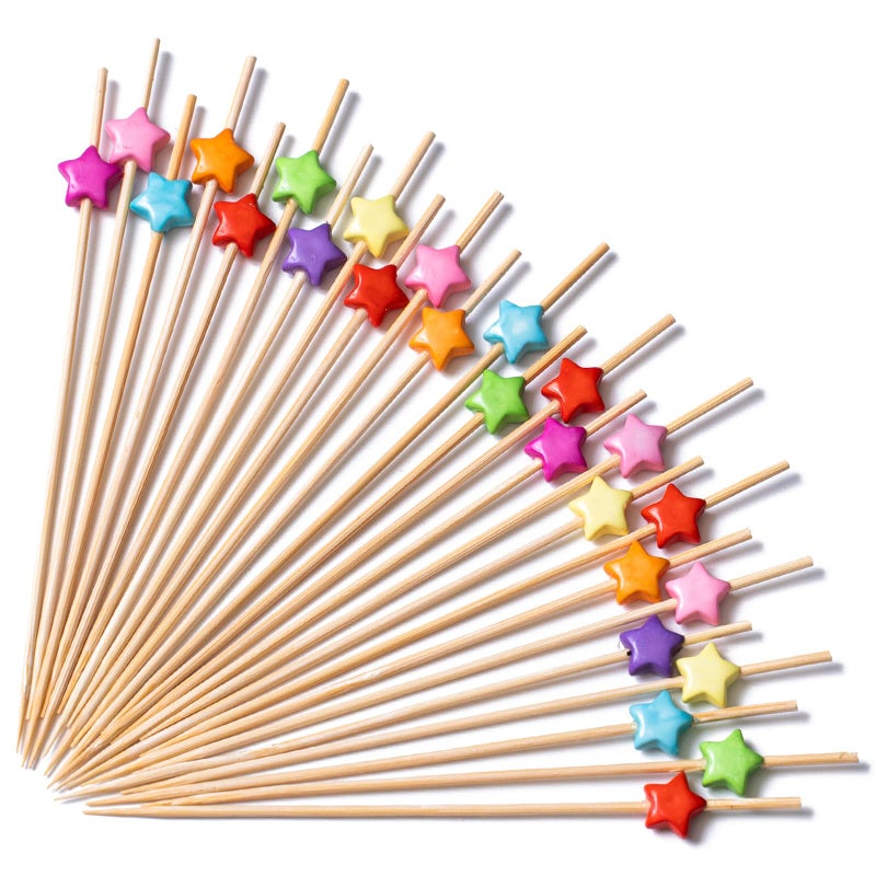 PuTwo Picks for Cocktail Appetizers Fruits Dessert,4.7" in 100 Counts,Colors may vary Stars - Image 1